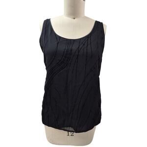 DONCASTER 100% Viscose Black Dress Tank Sparkle Line Design  Satin Trim Sz XL